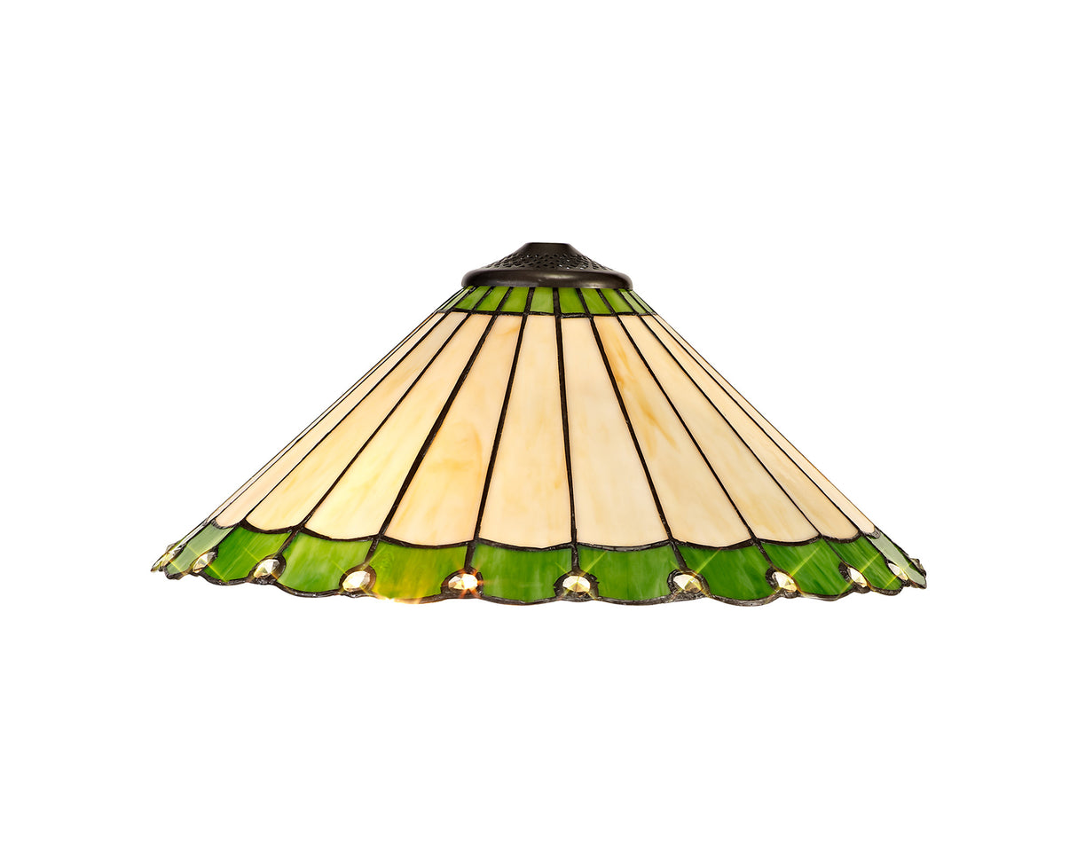 Williams Tiffany 40cm Shade Only Suitable For Pendant/Ceiling/Table Lamp, Green/Cream/Crystal