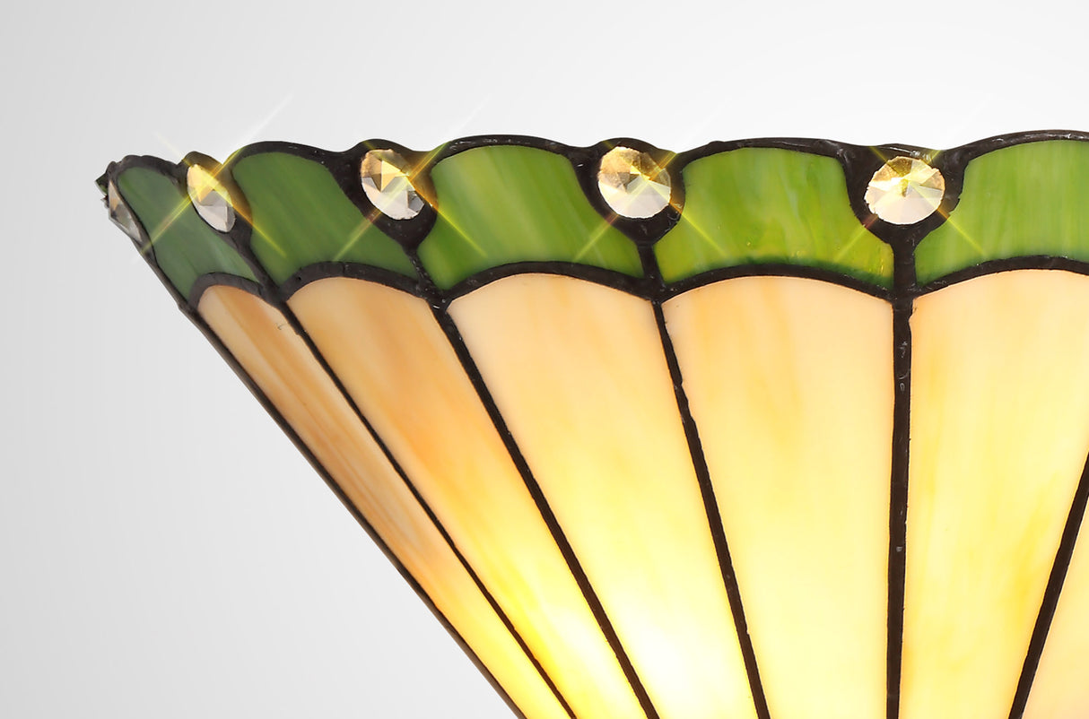 Williams Tiffany Wall Lamp, 2 x E14, Green/Cream/Crystal
