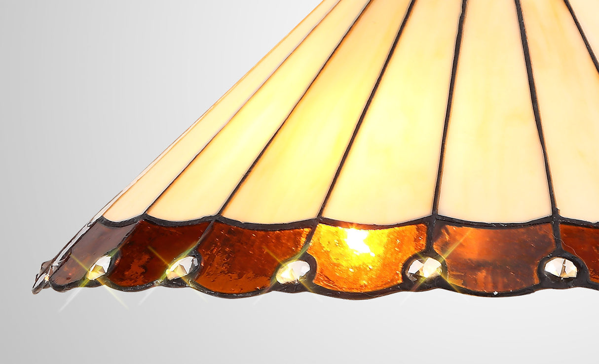 Williams Tiffany 40cm Shade Only Suitable For Pendant/Ceiling/Table Lamp, Amber/Cream/Crystal