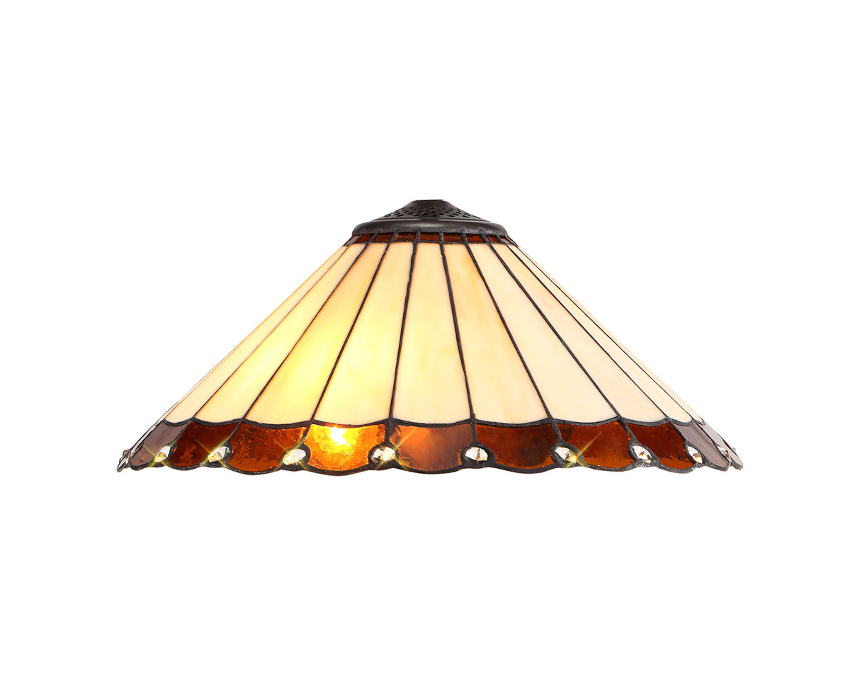 Williams Tiffany 40cm Shade Only Suitable For Pendant/Ceiling/Table Lamp, Amber/Cream/Crystal
