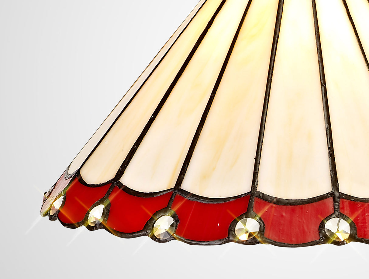 Williams Tiffany 30cm Non-Electric Shade, Red/Cream/Crystal. Suitable For E27 or B22 Pendants