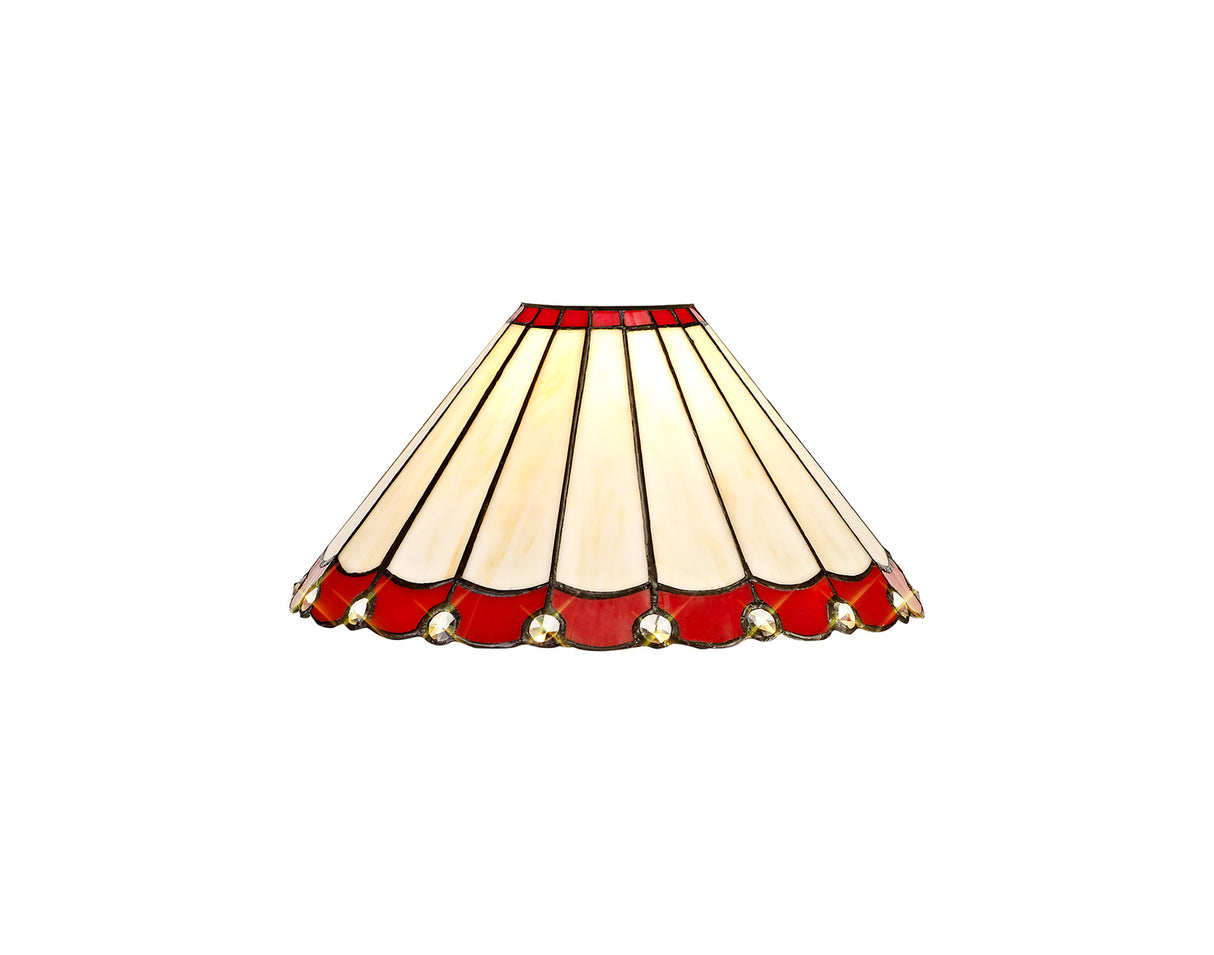 Williams Tiffany 30cm Non-Electric Shade, Red/Cream/Crystal. Suitable For E27 or B22 Pendants