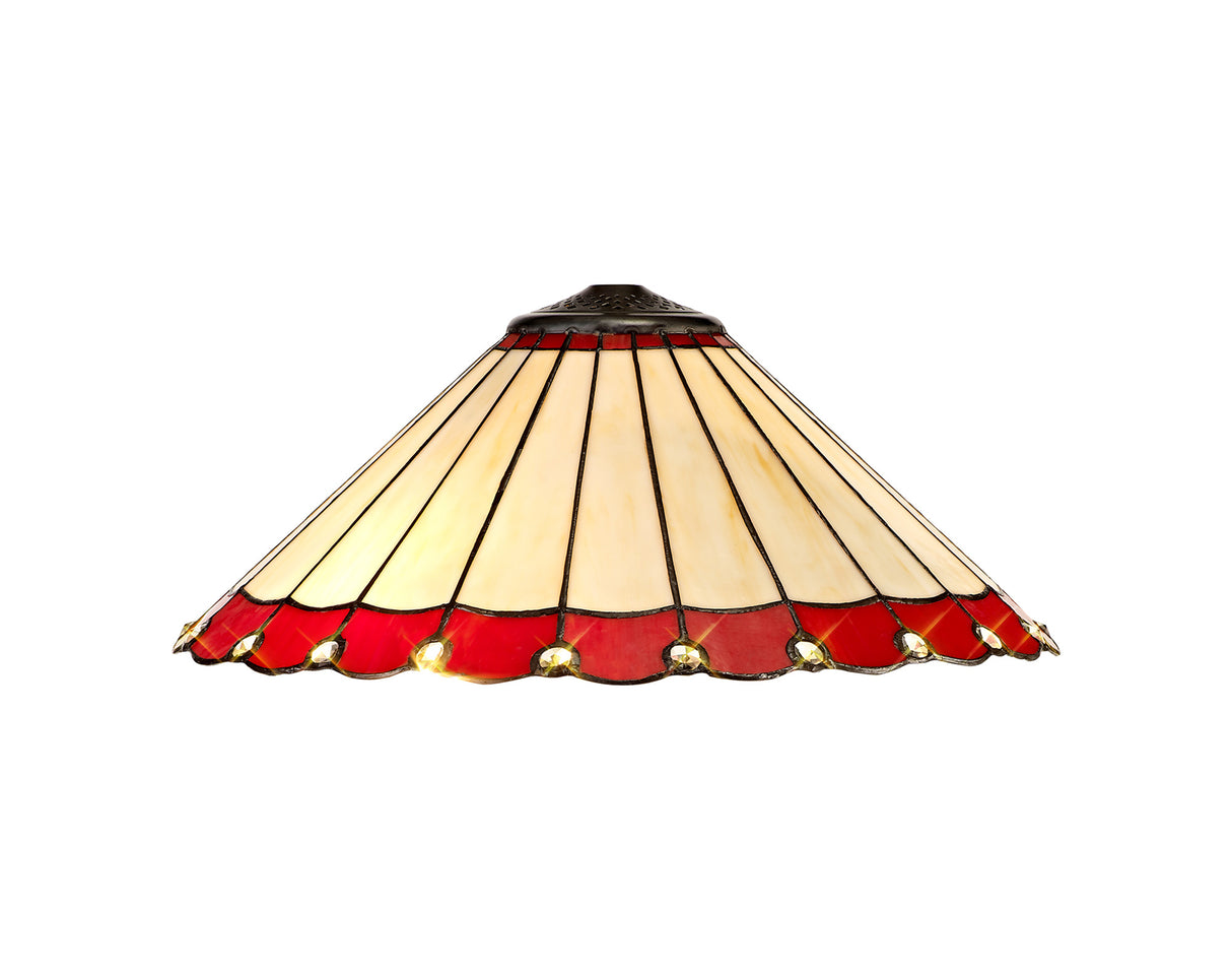 Williams Tiffany 40cm Shade Only Suitable For Pendant/Ceiling/Table Lamp, Red/Cream/Crystal