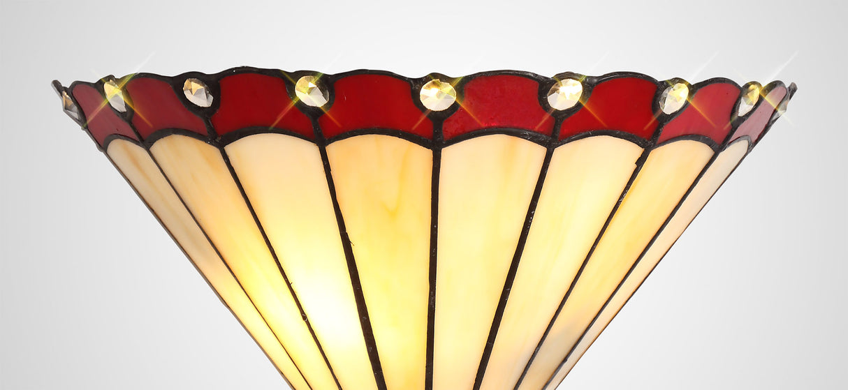 Williams Tiffany Wall Lamp, 2 x E14, Red/Cream/Crystal