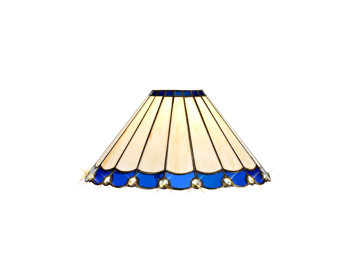 Williams Tiffany 30cm Non-Electric Shade, Blue/Cream/Crystal. Suitable For E27 or B22 Pendants