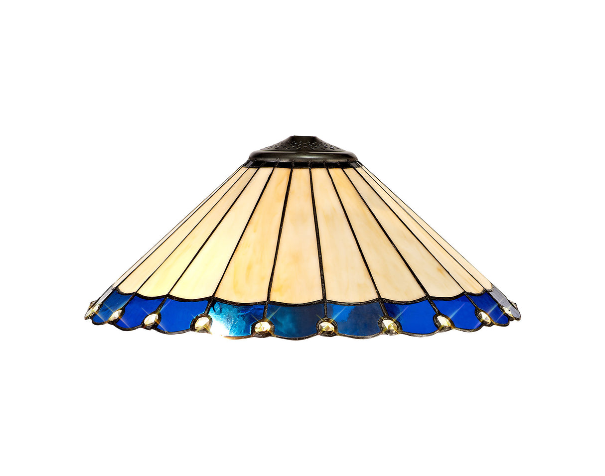 Williams Tiffany 40cm Shade Only Suitable For Pendant/Ceiling/Table Lamp, Blue/Cream/Crystal