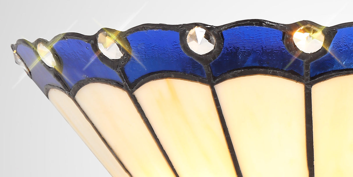 Williams Tiffany Wall Lamp, 2 x E14, Blue/Cream/Crystal