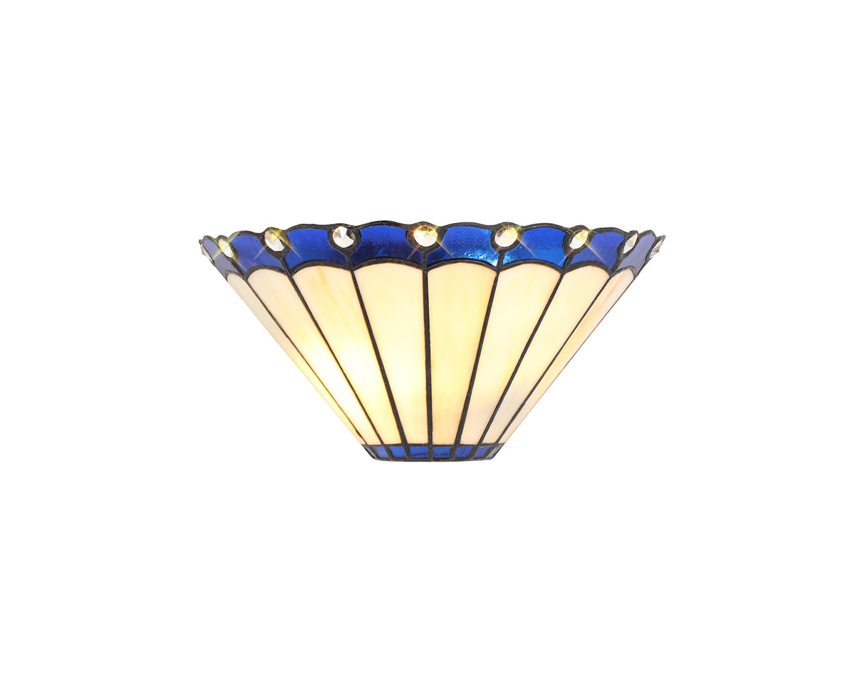 Williams Tiffany Wall Lamp, 2 x E14, Blue/Cream/Crystal