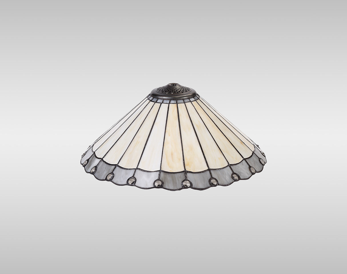 Williams Tiffany 40cm Shade Only Suitable For Pendant/Ceiling/Table Lamp, Grey/Cream/Crystal