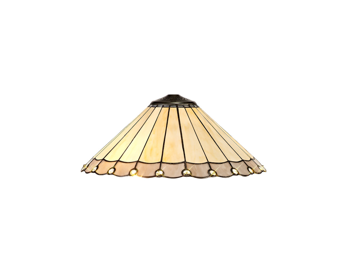 Williams Tiffany 40cm Shade Only Suitable For Pendant/Ceiling/Table Lamp, Grey/Cream/Crystal