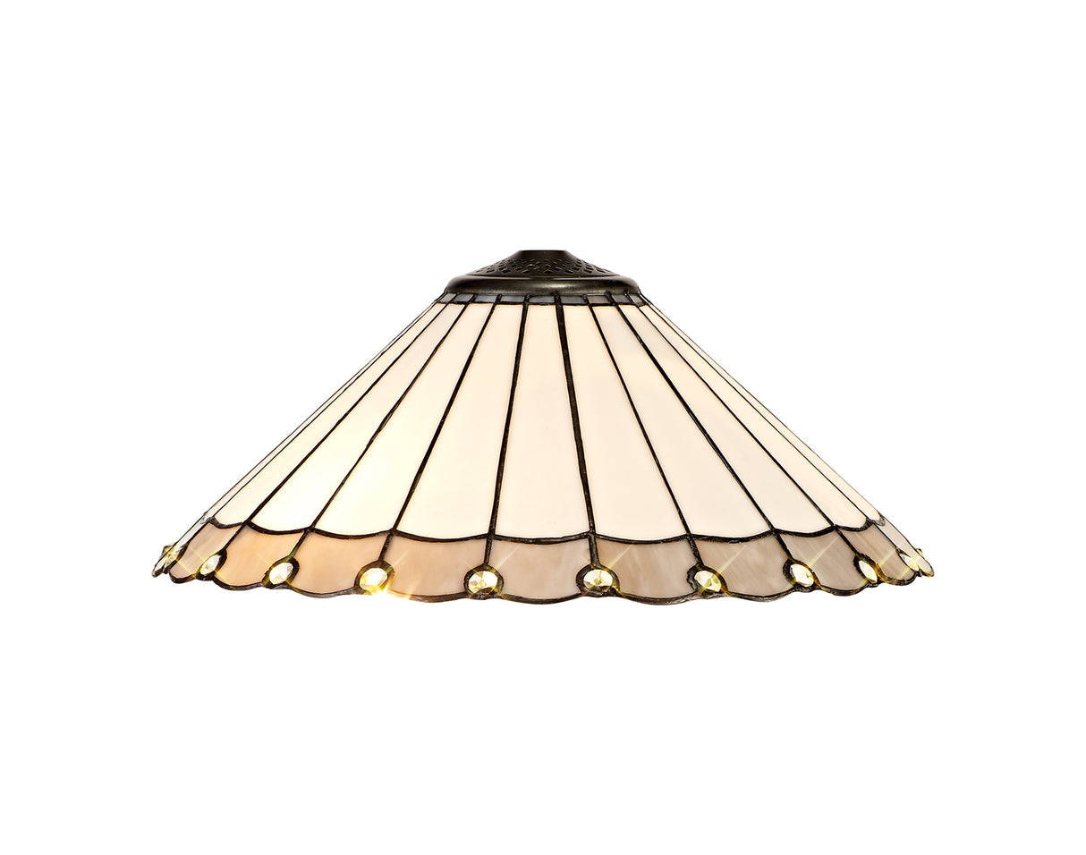 Williams Tiffany 40cm Shade Only Suitable For Pendant/Ceiling/Table Lamp, Grey/White/Crystal