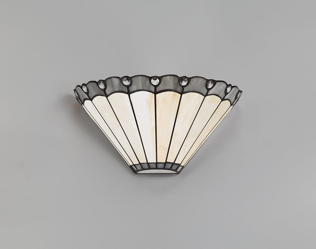 Williams Tiffany Wall Lamp, 2 x E14, Grey/Cream/Crystal