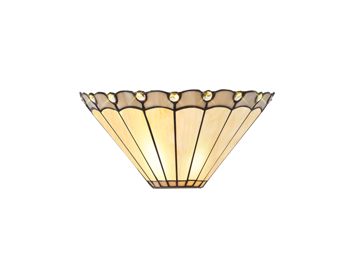 Williams Tiffany Wall Lamp, 2 x E14, Grey/Cream/Crystal