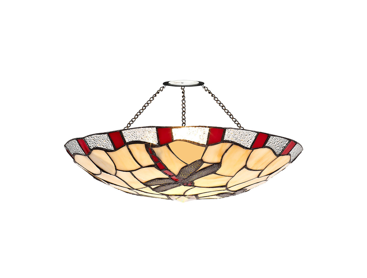 Rostron 35cm Tiffany Non-electric Uplighter Shade, Red/Cream/Clear Crystal