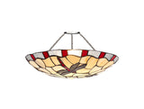 Rostron 35cm Tiffany Non-electric Uplighter Shade, Red/Cream/Clear Crystal