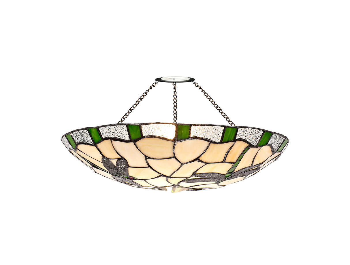 Rostron 35cm Tiffany Non-electric Uplighter Shade, Green/Cream/Clear Crystal