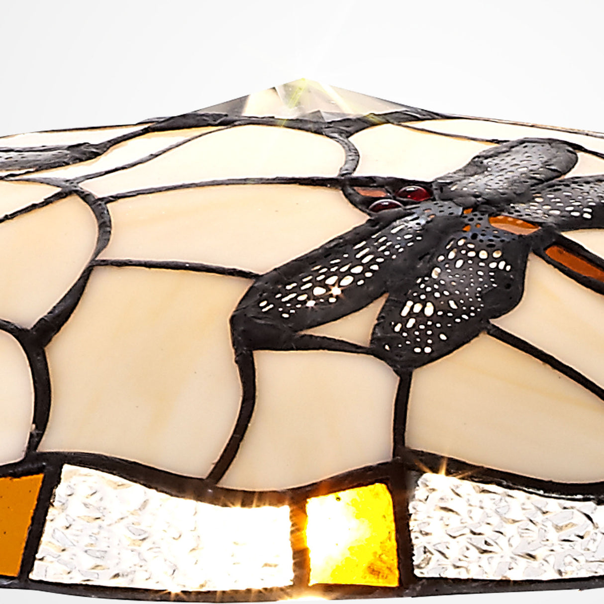 Rostron 35cm Tiffany Non-electric Uplighter Shade, Amber/Cream/Clear Crystal