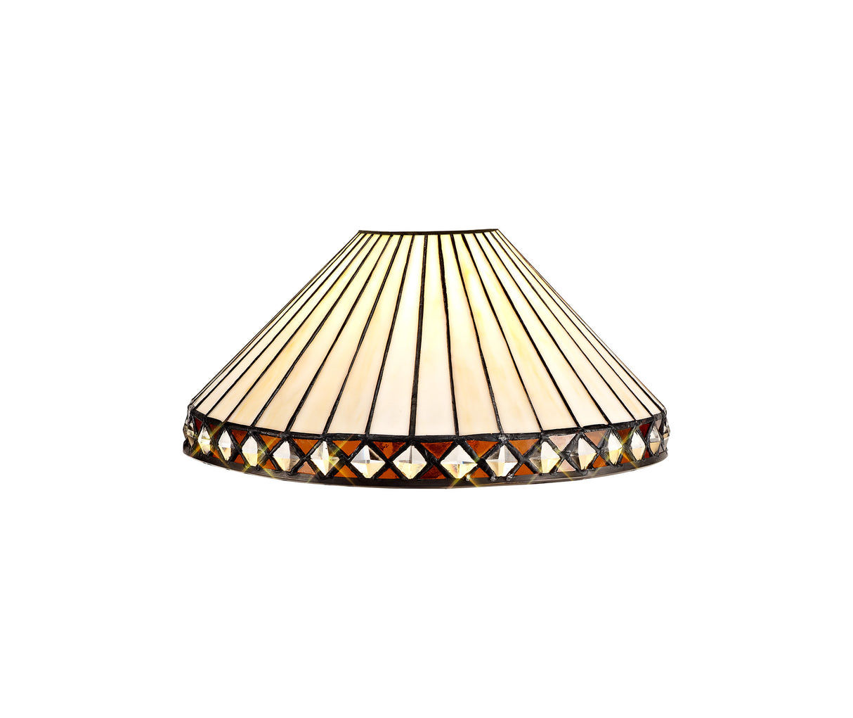 Wearne Tiffany 30cm Non-electric Shade Suitable For Pendant/Ceiling/Table Lamp, Amber/Cream/Crystal. Suitable For E27 or B22 Pendants