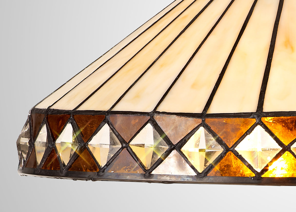 Wearne Tiffany 40cm Shade Only Suitable For Pendant/Ceiling/Table Lamp, Amber/Cream/Crystal