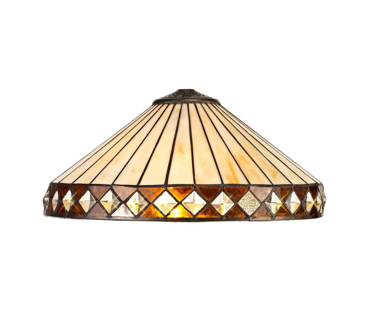 Wearne Tiffany 40cm Shade Only Suitable For Pendant/Ceiling/Table Lamp, Amber/Cream/Crystal