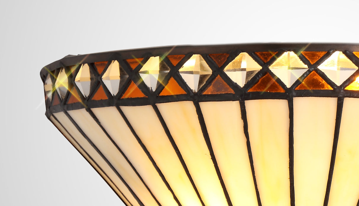 Wearne Tiffany Wall Lamp, 2 x E14, Amber/Cream/Crystal