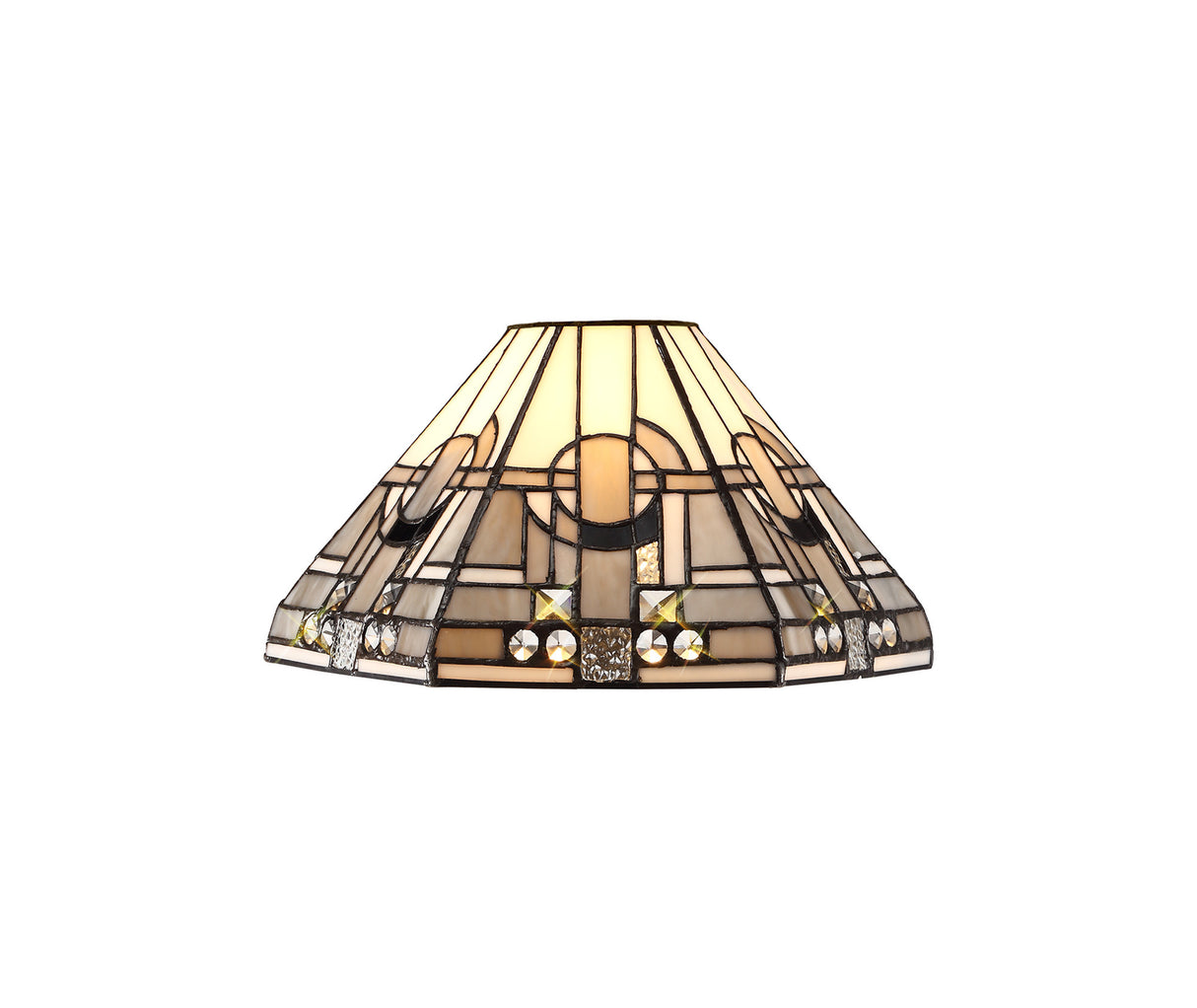 Bould, Tiffany 30cm Non-electric Shade Suitable For Pendant/Ceiling/Table Lamp, White/Grey/Black/Crystal. Suitable For E27 or B22 Pendants