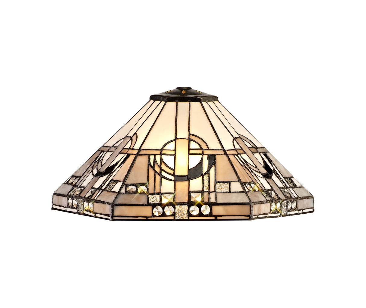 Bould, Tiffany 40cm Shade Only Suitable For Pendant/Ceiling/Table Lamp, White/Grey/Black/Clear Crystal