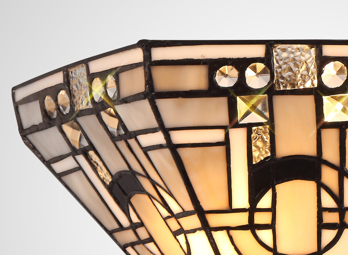 Bould Tiffany Wall Lamp, 2 x E14, White/Grey/Black/Clear Crystal