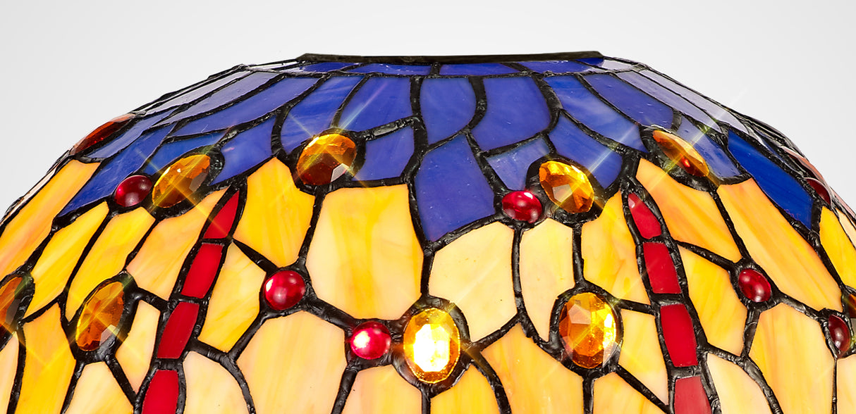Hinnigan Tiffany 30cm Non-electric Shade Suitable For Pendant/Ceiling/Table Lamp, Blue/Orange/Crystal. Suitable For E27 or B22 Pendants