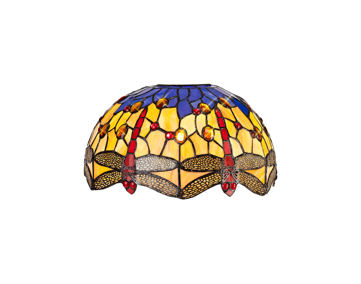 Hinnigan Tiffany 30cm Non-electric Shade Suitable For Pendant/Ceiling/Table Lamp, Blue/Orange/Crystal. Suitable For E27 or B22 Pendants