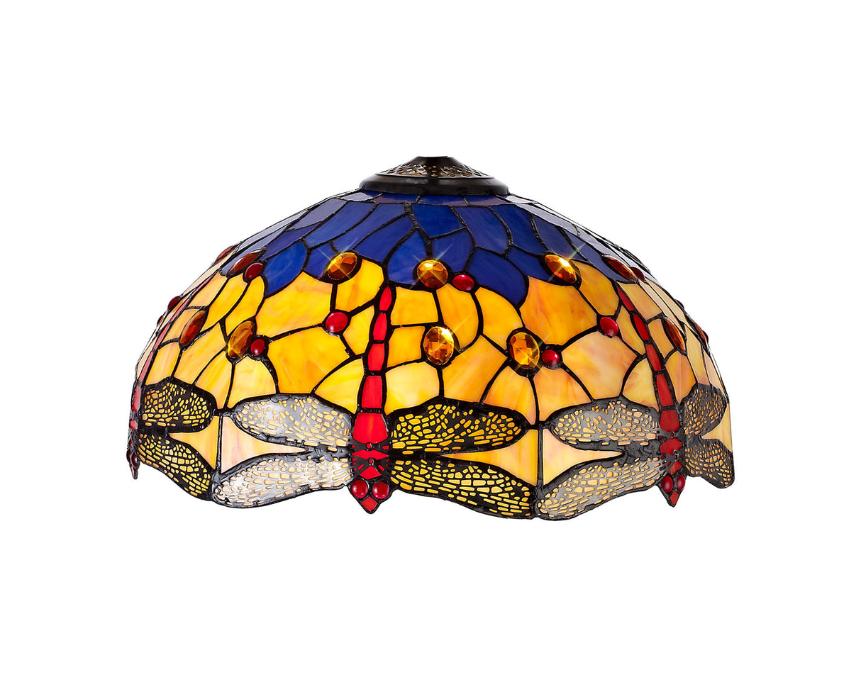 Hinnigan Tiffany 40cm Shade Only Suitable For Pendant/Ceiling/Table Lamp, Blue/Orange/Crystal