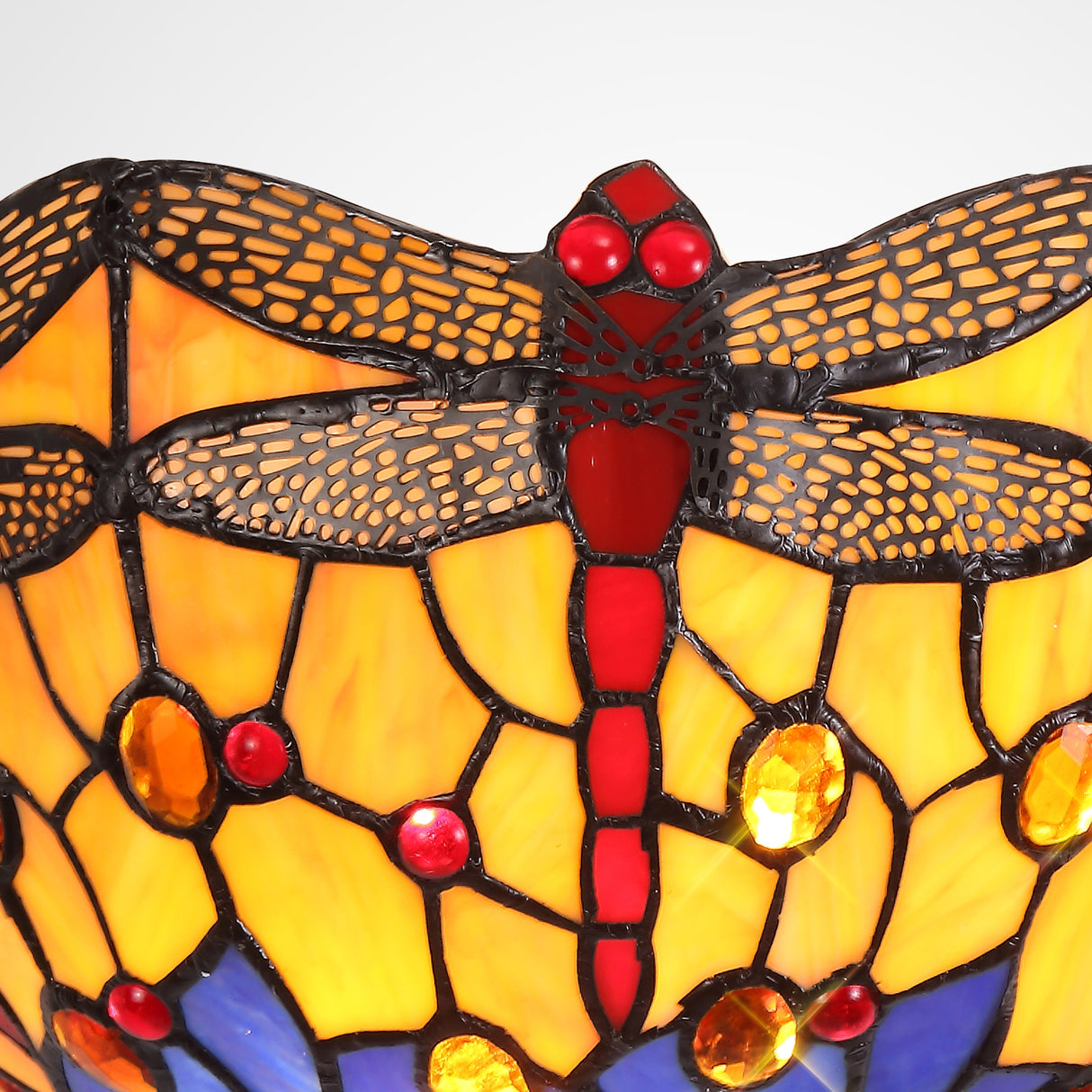 Hinnigan Tiffany Wall Lamp, 2 x E14, Blue/Orange/Crystal