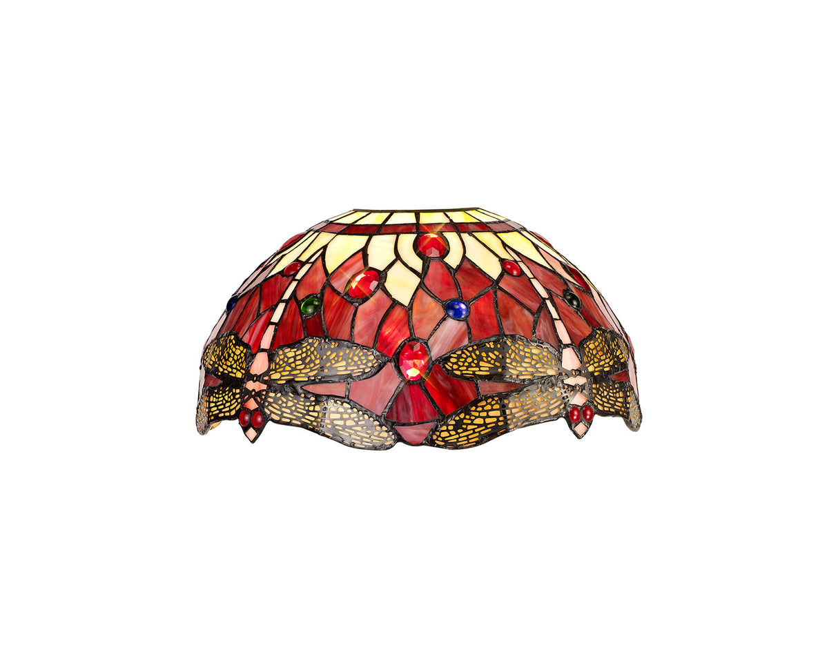 Hinnigan Tiffany 30cm Non-electric Shade Suitable For Pendant/Ceiling/Table Lamp, Purple/Pink/Crystal. Suitable For E27 or B22 Pendants