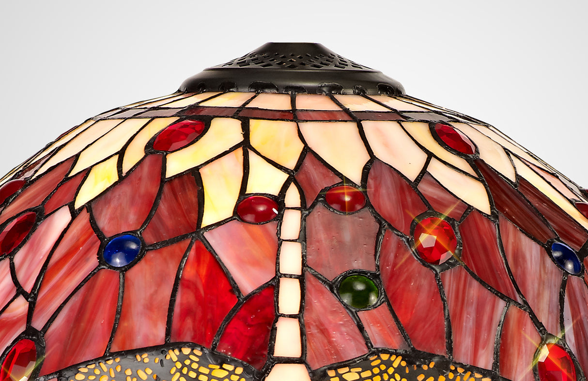 Hinnigan Tiffany 40cm Shade Only Suitable For Pendant/Ceiling/Table Lamp, Purple/Pink/Crystal