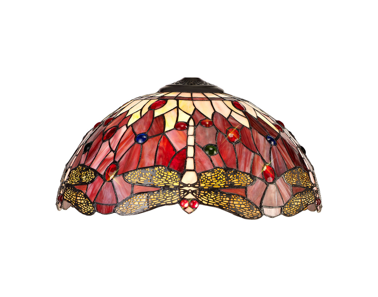Hinnigan Tiffany 40cm Shade Only Suitable For Pendant/Ceiling/Table Lamp, Purple/Pink/Crystal