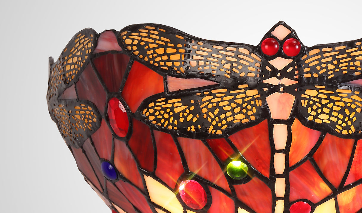 Hinnigan Tiffany Wall Lamp, 2 x E14, Purple/Pink/Crystal