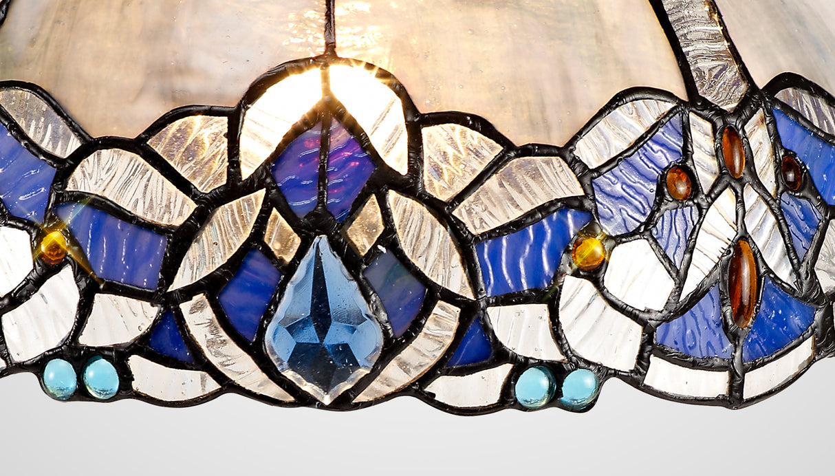 Siddall, Tiffany 30cm Non-electric Shade Suitable For Pendant/Ceiling/Table Lamp, Blue/Crystal. Suitable For E27 or B22 Pendants