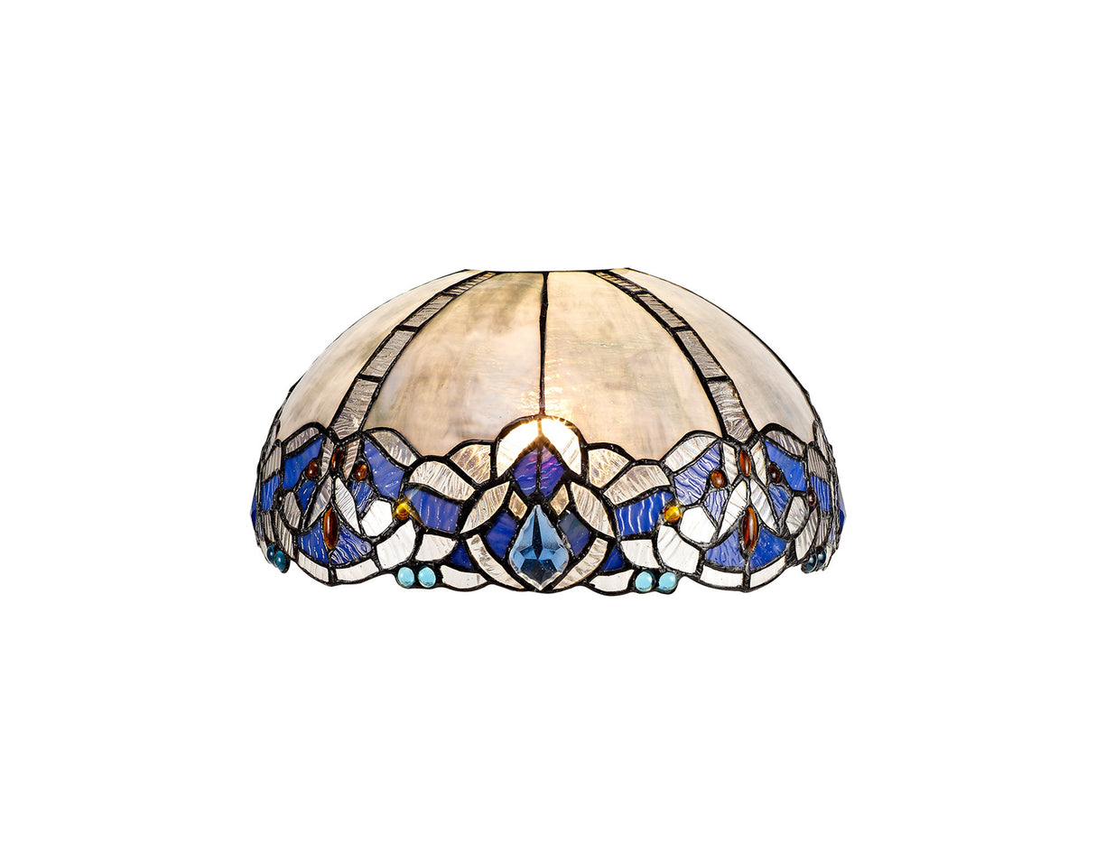 Siddall, Tiffany 30cm Non-electric Shade Suitable For Pendant/Ceiling/Table Lamp, Blue/Crystal. Suitable For E27 or B22 Pendants