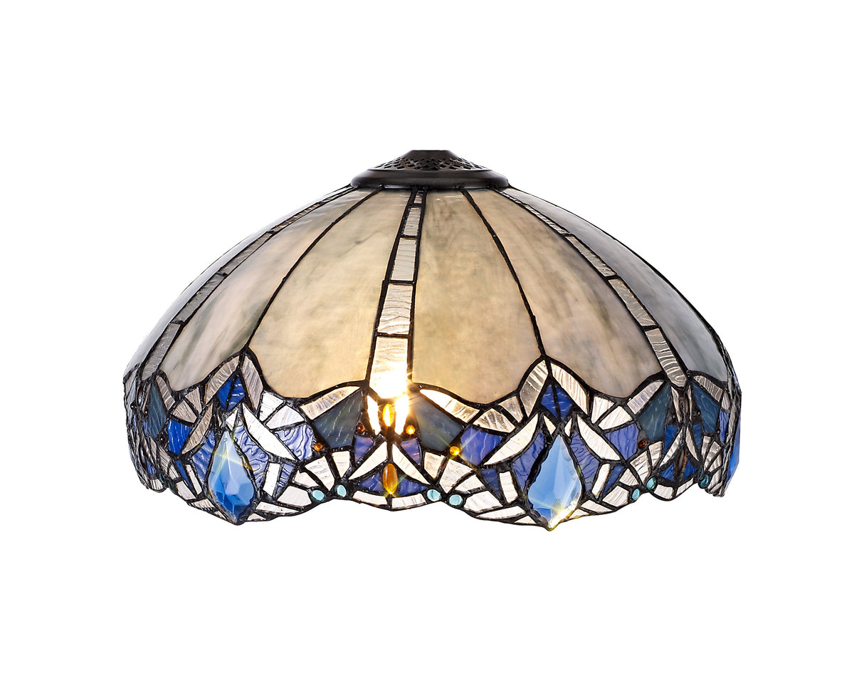 Siddall, Tiffany 40cm Shade Only Suitable For Pendant/Ceiling/Table Lamp, Blue/Clear Crystal