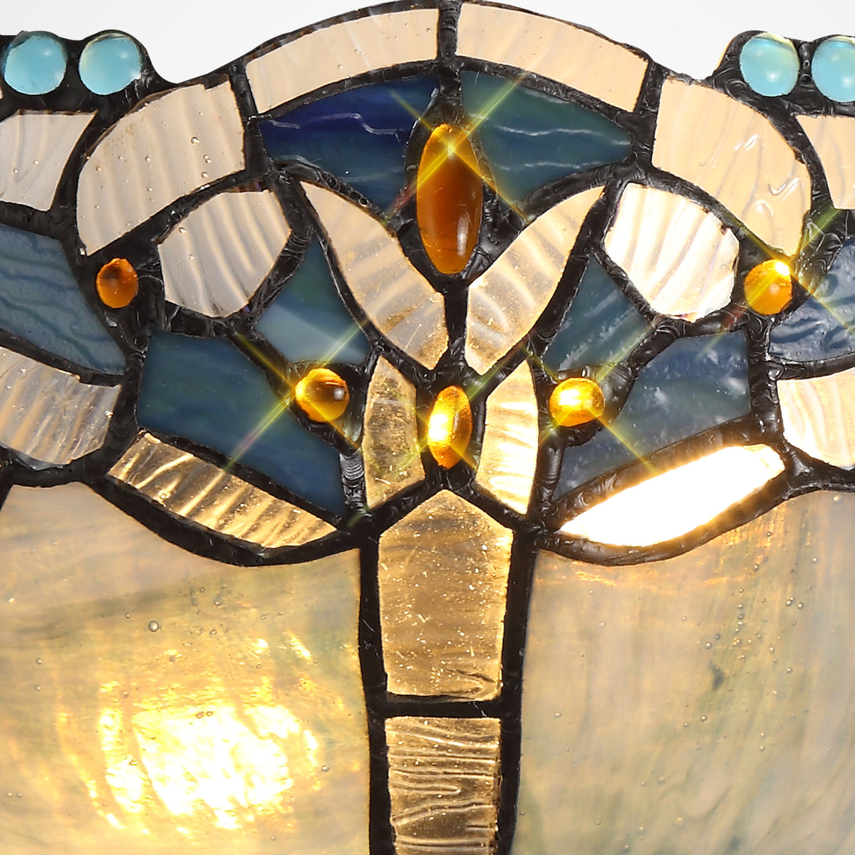 Siddall Tiffany 30cm Wall Lamp, 2 x E14, Blue/Clear Crystal