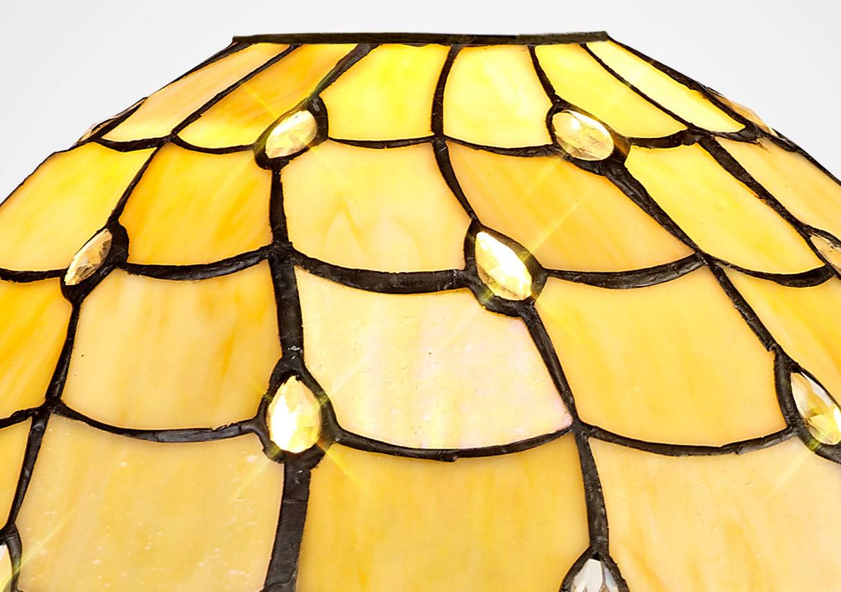 Finney, Tiffany 30cm Non-electric Shade Suitable For Pendant/Ceiling/Table Lamp, Beige/Crystal. Suitable For E27 or B22 Pendants