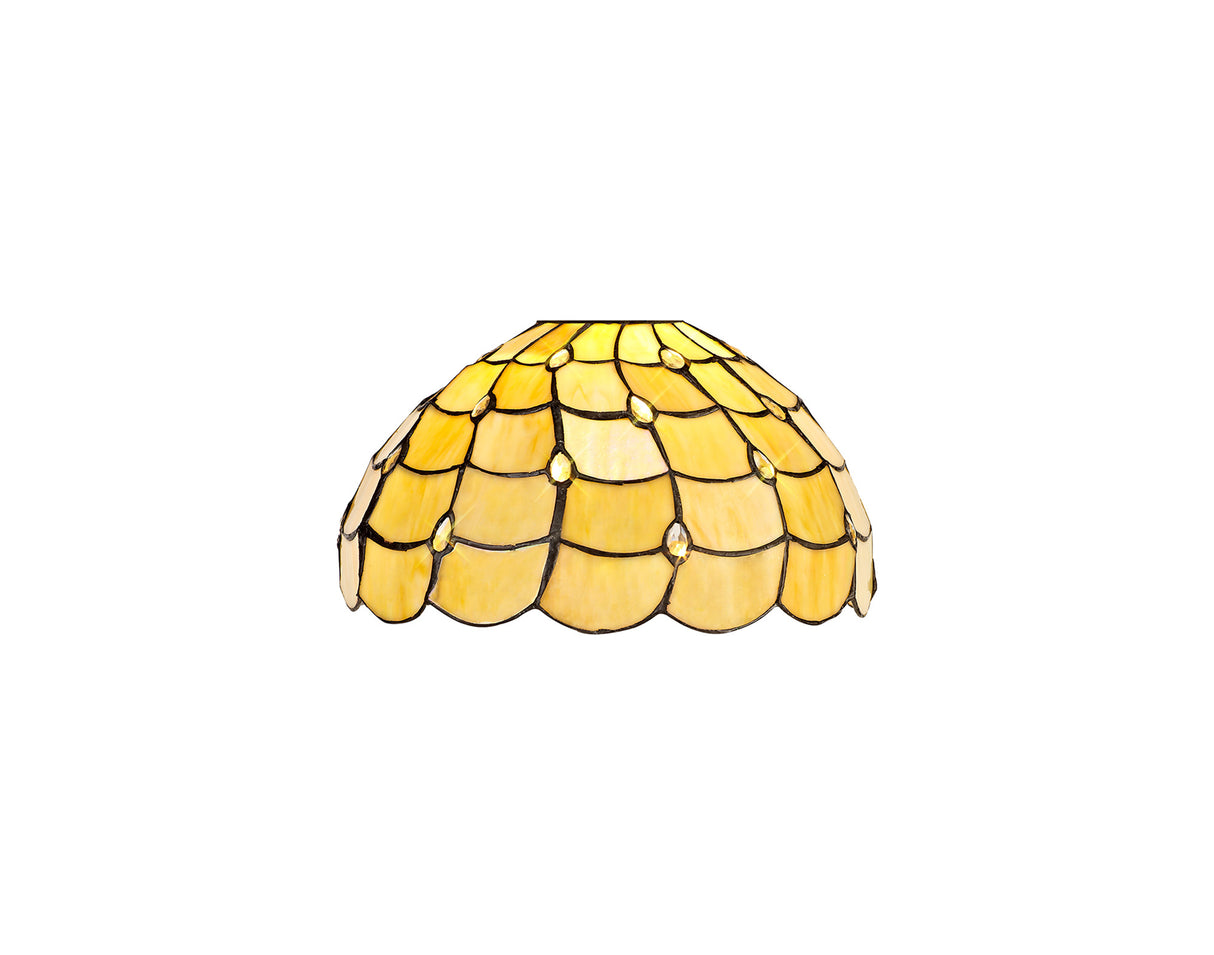 Finney, Tiffany 30cm Non-electric Shade Suitable For Pendant/Ceiling/Table Lamp, Beige/Crystal. Suitable For E27 or B22 Pendants