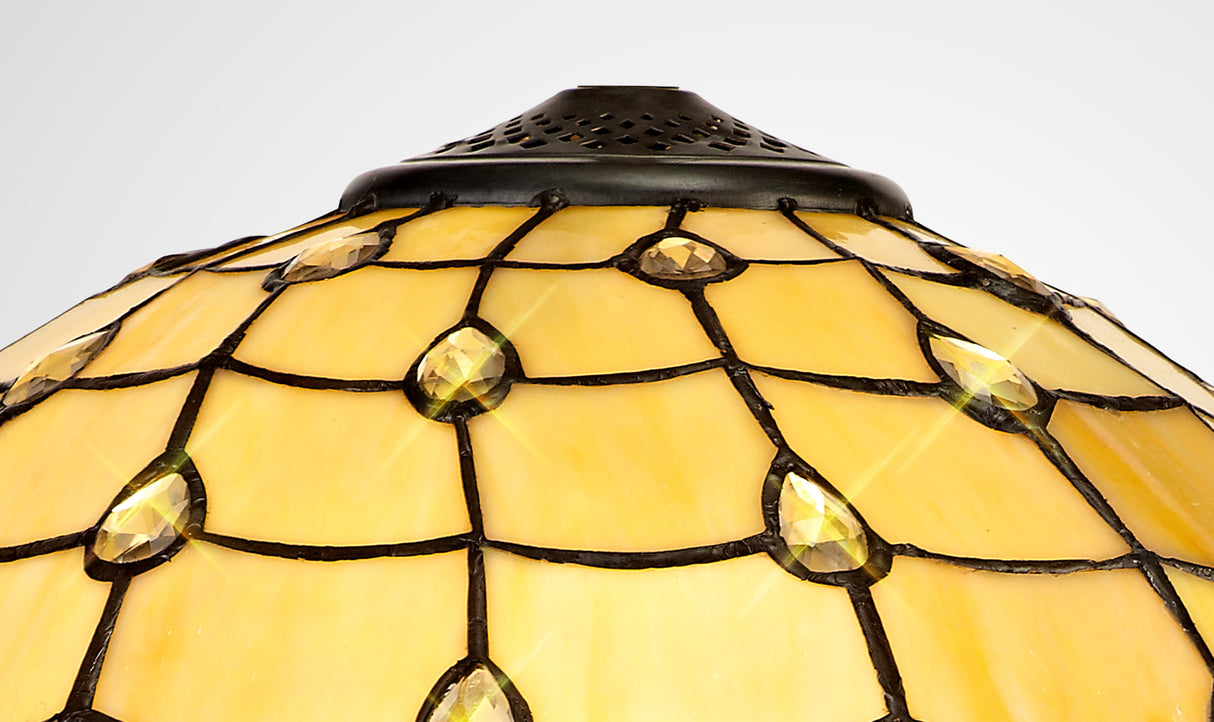 Finney, Tiffany 40cm Shade Only Suitable For Pendant/Ceiling/Table Lamp, Beige/Clear Crystal