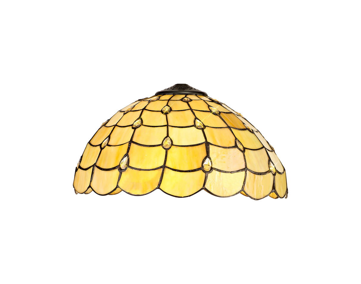 Finney, Tiffany 40cm Shade Only Suitable For Pendant/Ceiling/Table Lamp, Beige/Clear Crystal