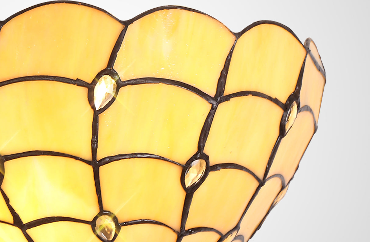Finney Tiffany 30cm Wall Lamp, 2 x E14, Beige/Clear Crystal