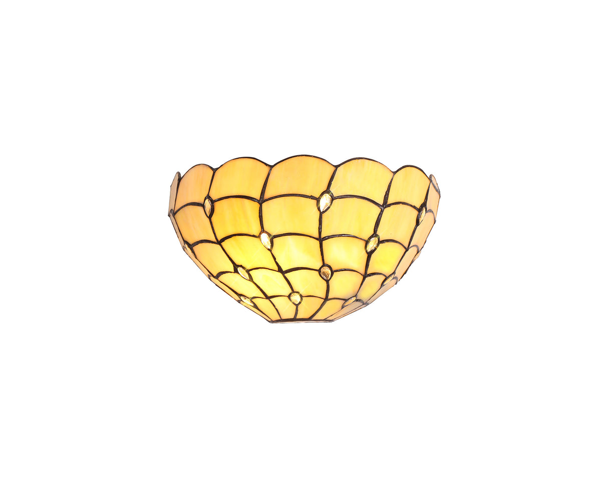 Finney Tiffany 30cm Wall Lamp, 2 x E14, Beige/Clear Crystal