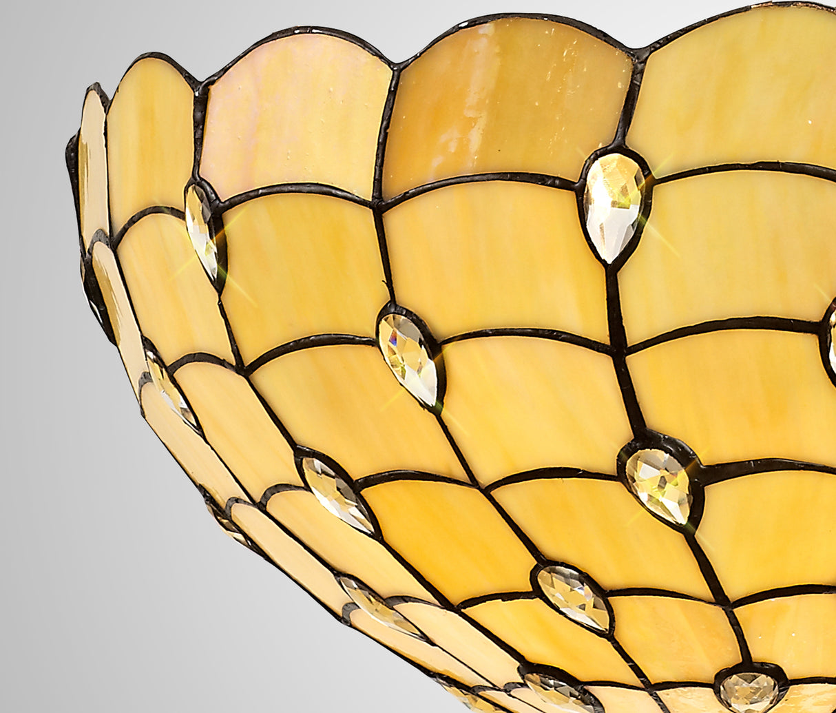 Finney, Tiffany 50cm Non-electric Shade Suitable For Pendant/Ceiling/Table Lamp, Beige/Clear Crystal