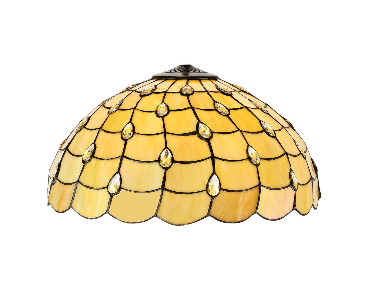 Finney, Tiffany 50cm Non-electric Shade Suitable For Pendant/Ceiling/Table Lamp, Beige/Clear Crystal