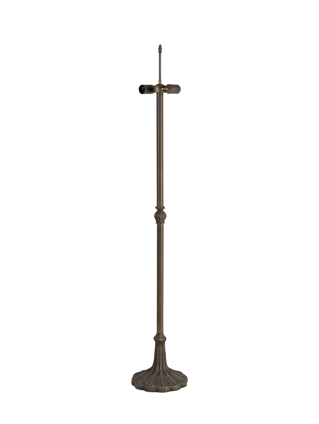 Park Leaf Design Tiffany Floor Lamp, 2 x E27, Aged Antique Brass