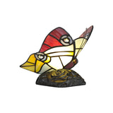 Quinn Tiffany Butterfly Table Lamp, 1 x E14, Black Base With Red/Yellow/Blue Glass With Clear Crystal